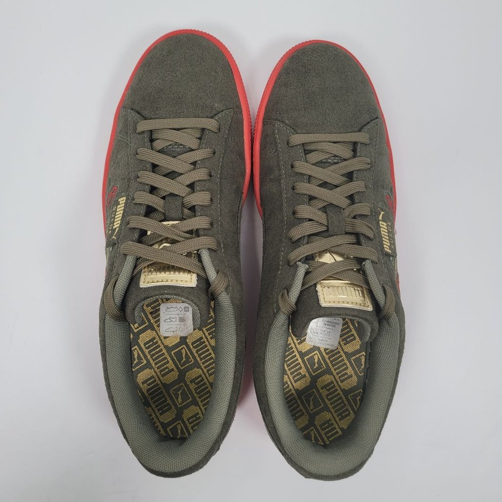 Puma Suede Dragon Edition Men's Green Red Sneakers 368359 01 US Size 9 - Picture 5 of 8